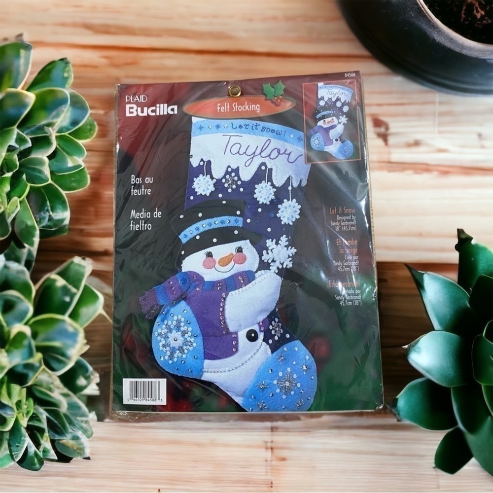 Bucilla Felt Stocking Kit NWT Vintage Christmas 84588 Let it Snow 18” Blue